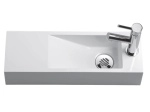 Lave-mains pour toilettes, suspendu et compacte, parfait pour les espaces restreints, Largeur 48 cm, Profondeur 16,5 cm, Hauteur 10 cm, résine minéral, Livraison 5-7 jours OFFERTE.